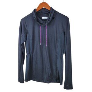 Columbia Top Womens Medium OMNI WICK Cowl Neck Active Shirt Long Sleeve Black